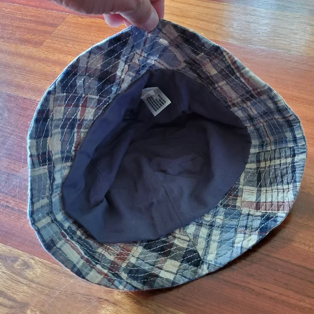 Baby Gap Blue/Gray Plaid Beach Hat 12-18 Months